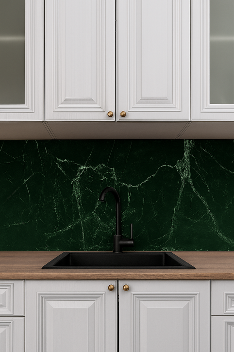 Crédence en PVC pour cuisine avec des panneaux en PVC effet marbre 