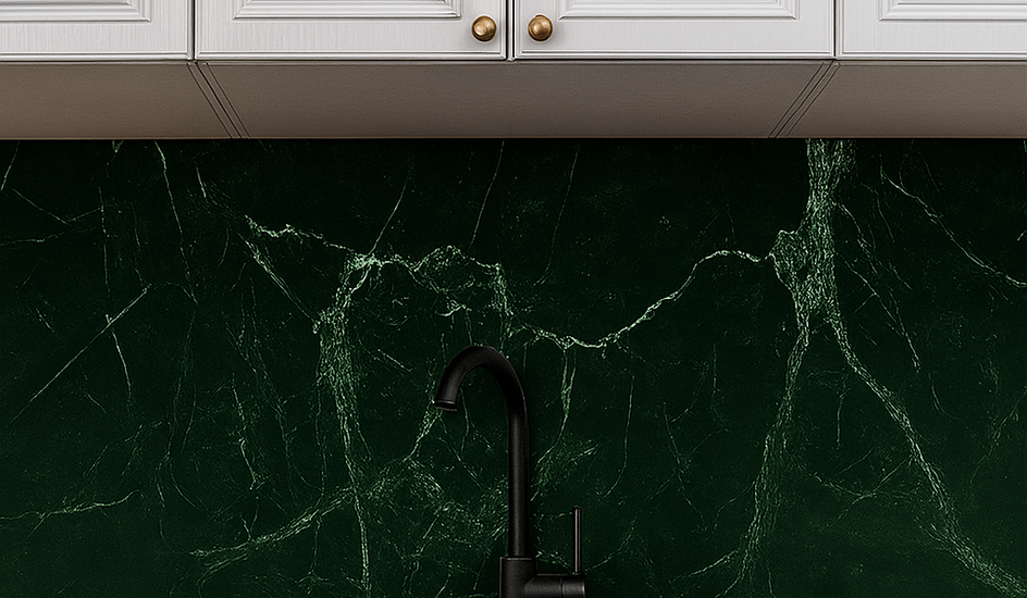 Crédence en PVC pour cuisine avec des panneaux en PVC effet marbre 