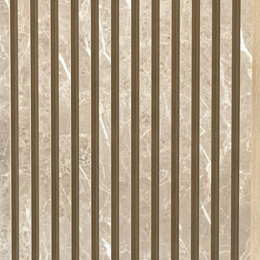 Panneau acoustique marbre brun clair – Lames beige – 60x240