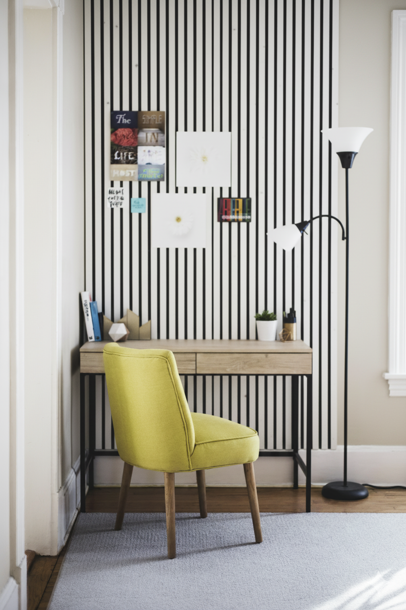 Des panneaux acoustique décoratif en bois blanc dans un bureau pour décorer l'interrieur