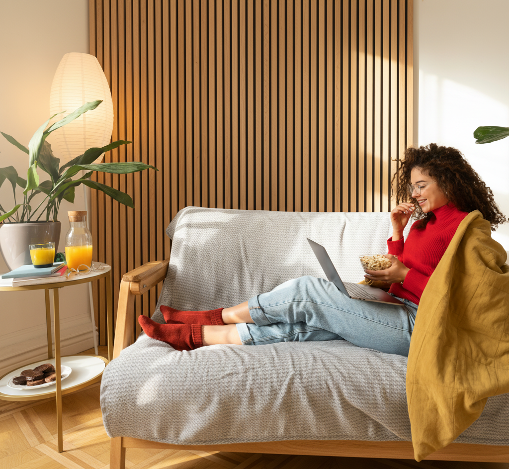 Panneaux acoustique en bois de chêne naturel - Effet home