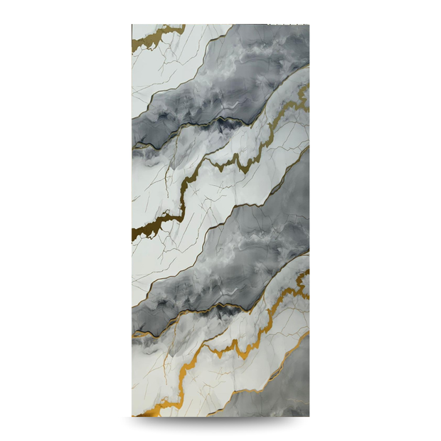 Panneau PVC marbre arty vagues gris or 280×122
