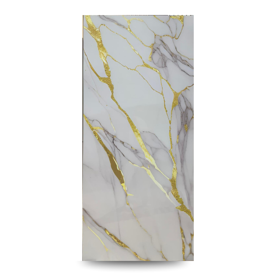 Panneau PVC marbre blanc kintsugi or 280×122