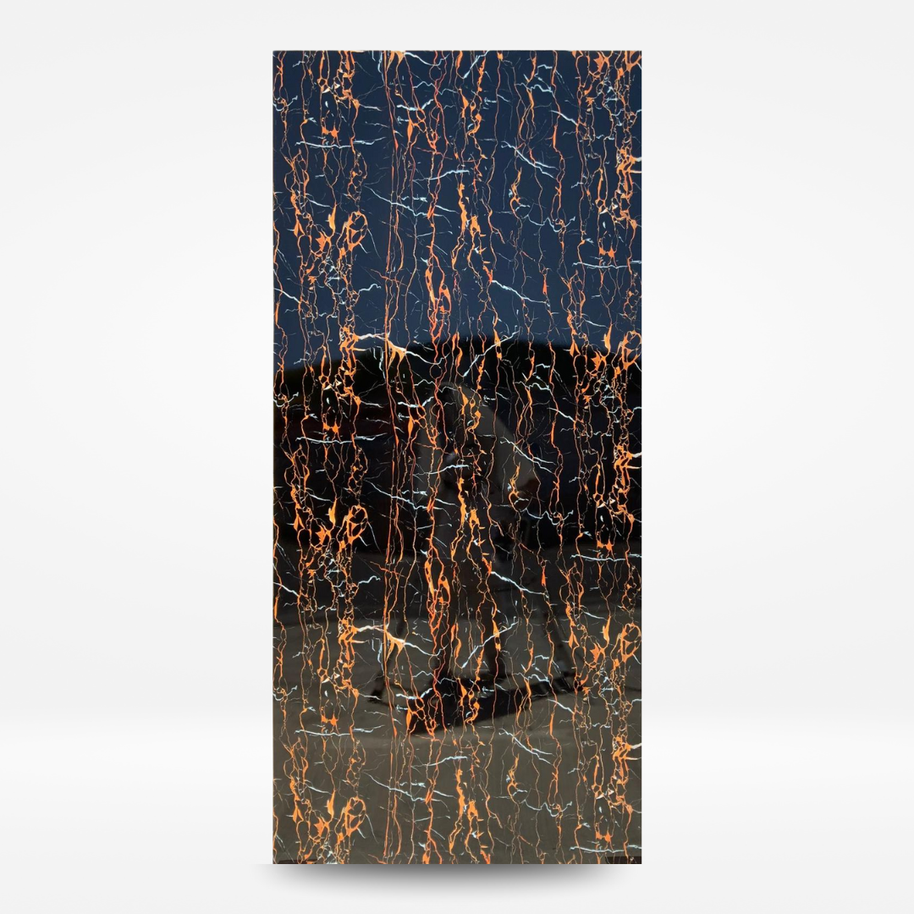 Panneau PVC marbre noir cuivré brillant 280×122