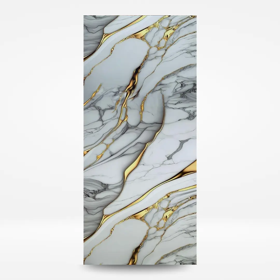 Panneau PVC marbre blanc veines or 280×122