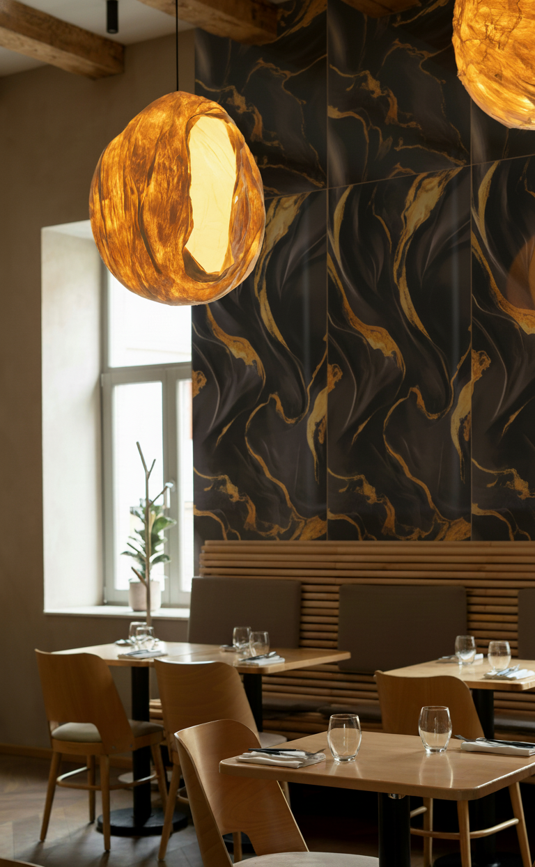 Panneau PVC marbre noir artistique or – brillant