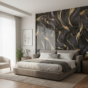 Panneau PVC marbre noir artistique or – brillant