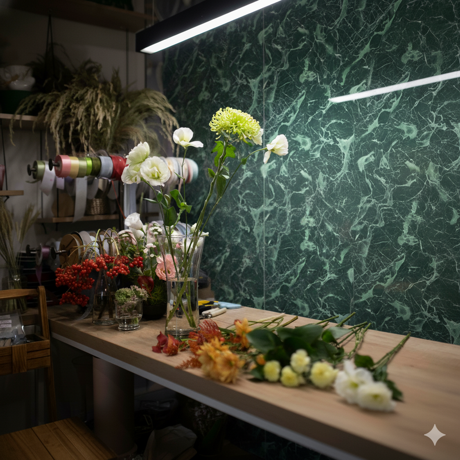 Panneau PVC effet marbre vert profond – brillant