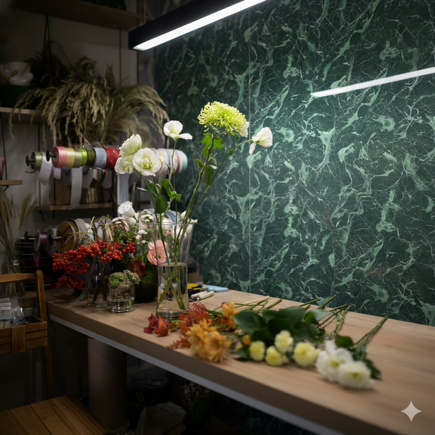 Panneau PVC effet marbre vert profond – brillant