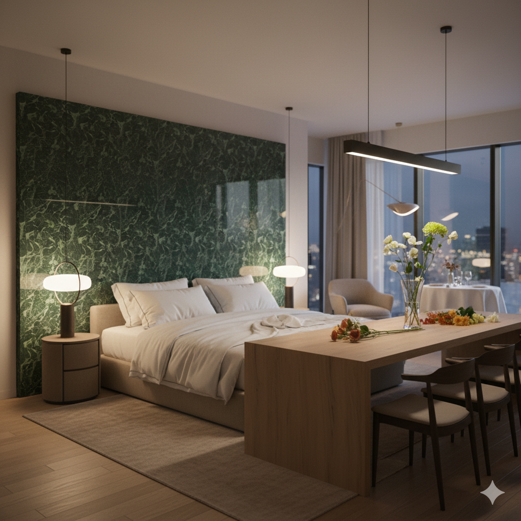 Panneau PVC effet marbre vert profond – brillant