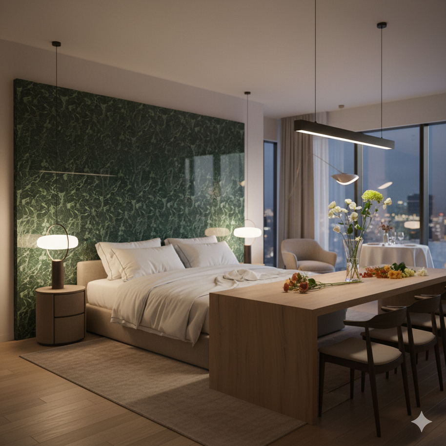 Panneau PVC effet marbre vert profond – brillant