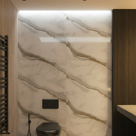 Panneau PVC marbre blanc vagues douces – brillant