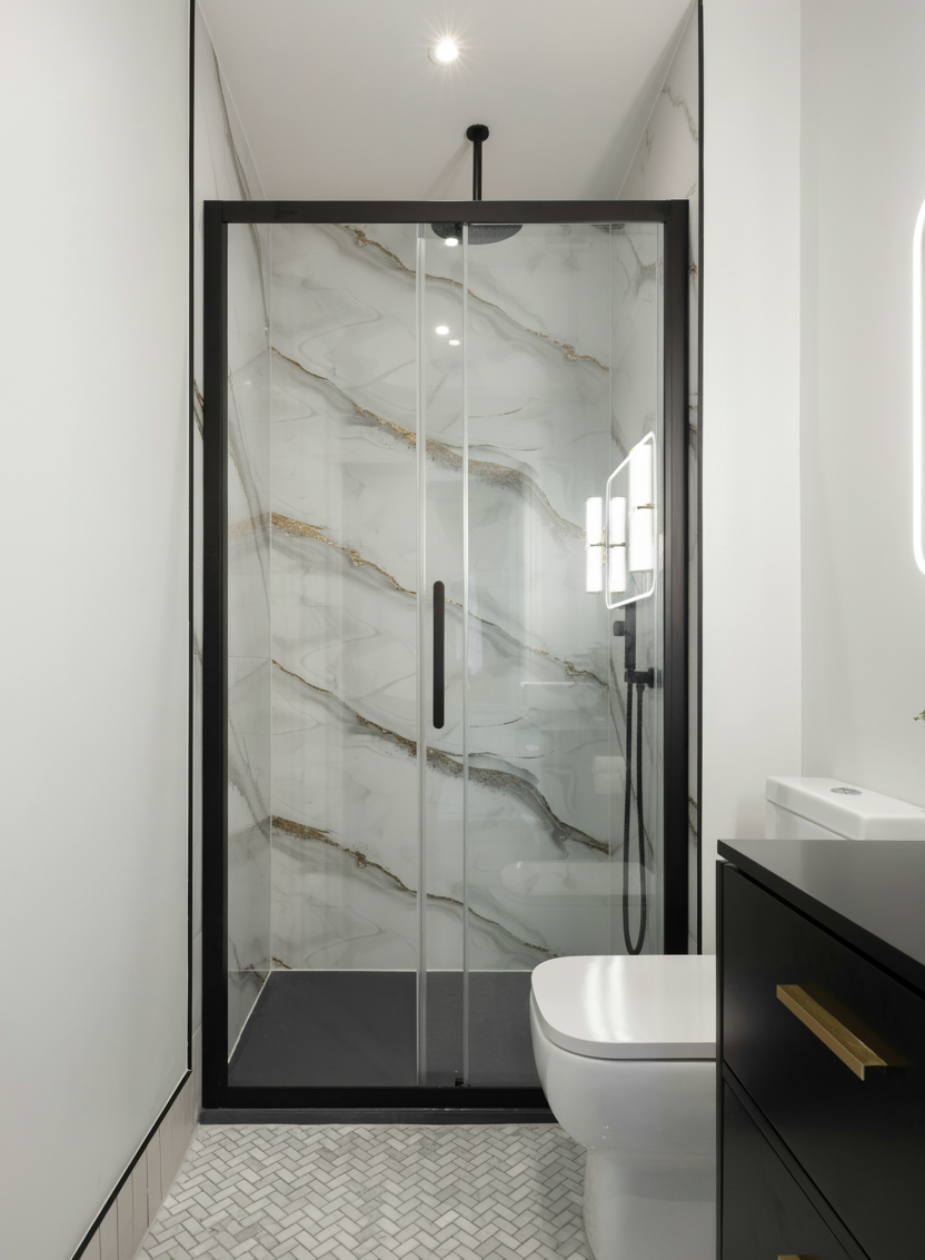 Panneau PVC marbre blanc vagues douces – brillant