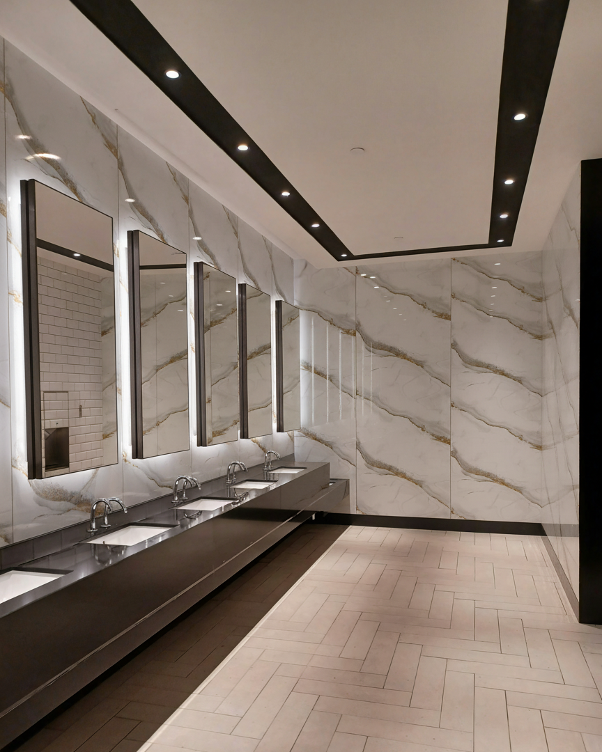 Panneau PVC marbre blanc vagues douces – brillant