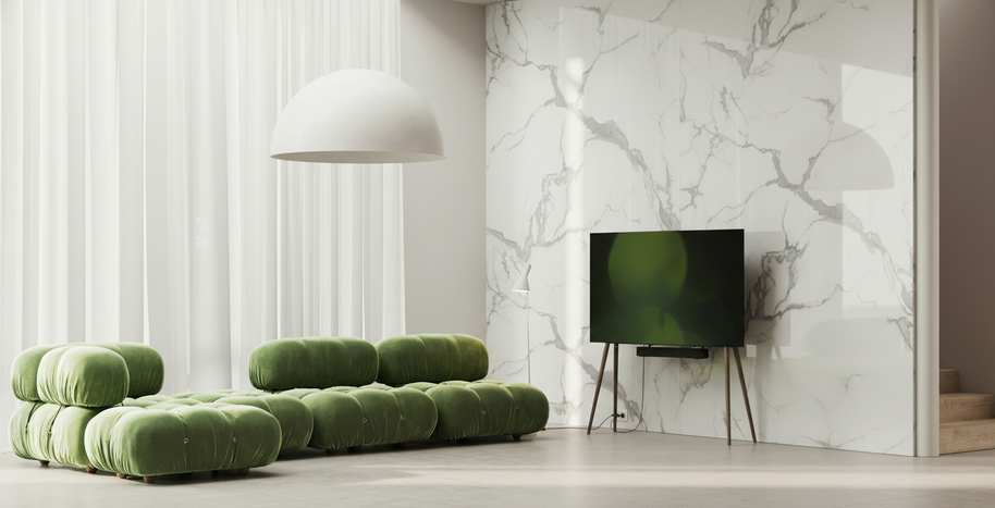 Panneau PVC effet marbre blanc veiné Calacatta – brillant