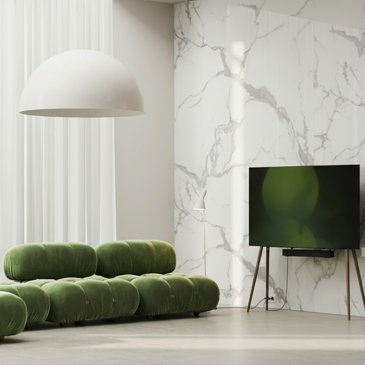 Panneau PVC effet marbre blanc veiné Calacatta – brillant