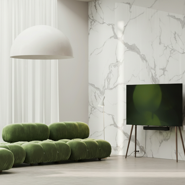 Panneau PVC effet marbre blanc veiné Calacatta – brillant