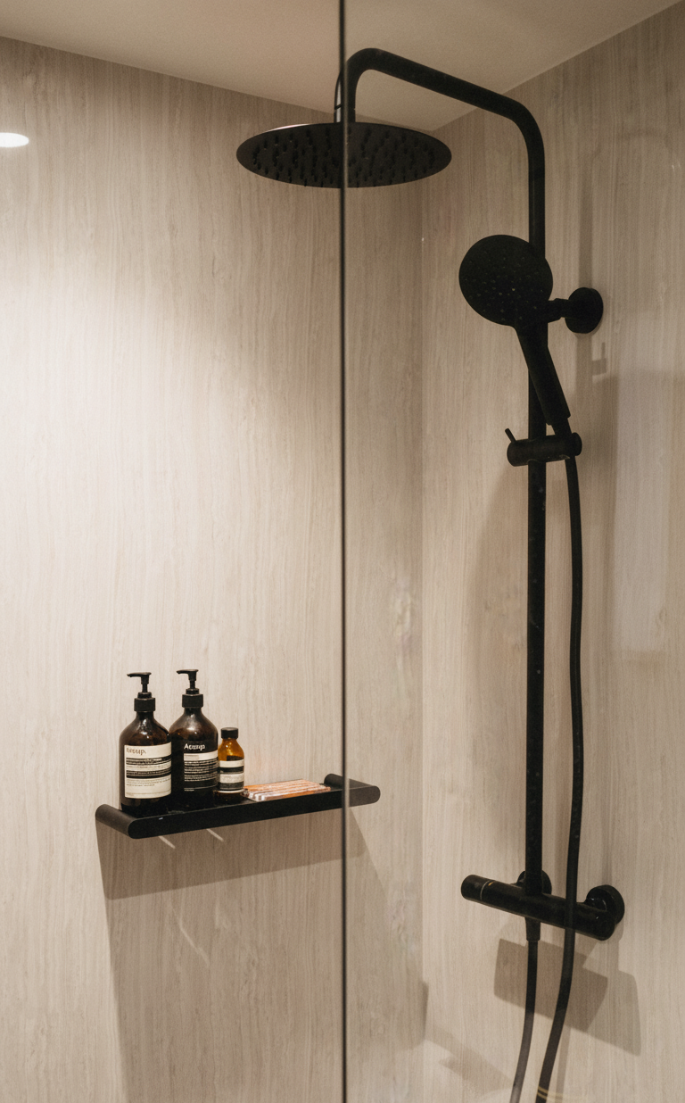 Panneau PVC effet travertin beige – brillant